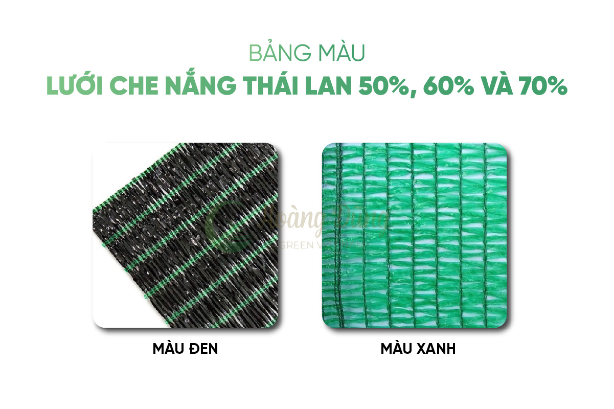 Màu sắc Lưới che nắng Thái Lan 50%, 60% và 70%