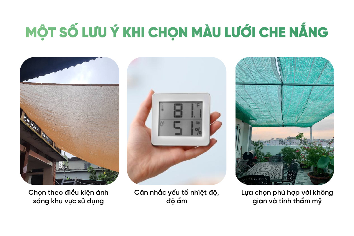 Một số lưu ý khi chọn màu lưới che nắng